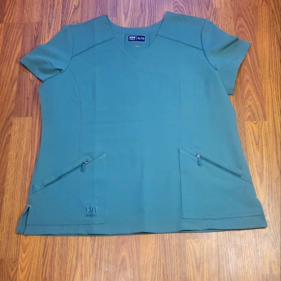 Helly Hansen Workwear Scrub Top Green XL Zipper Pockets Medical Uniform B11 - Picture 1 of 5